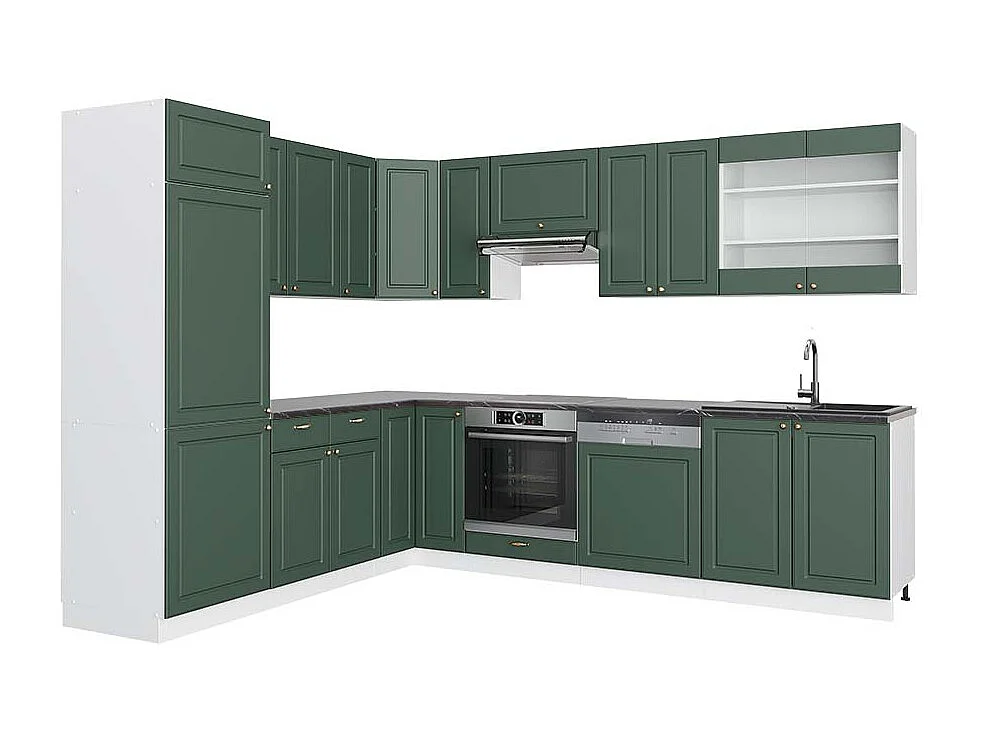 Kogoszczona kuchnia green gold country/biały 287x60x81.6 fame-line 4779715