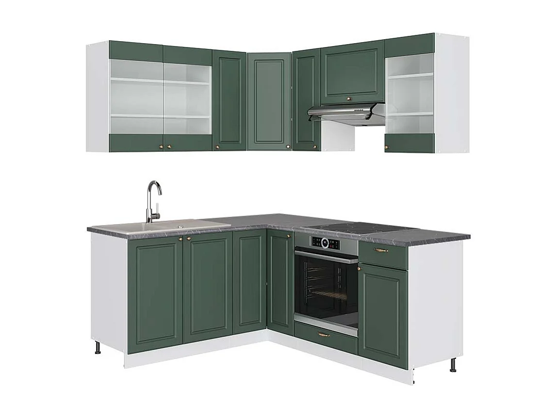 Kogoszczona kuchnia green gold country/biały 190x60x81.6 fame-line 4781016