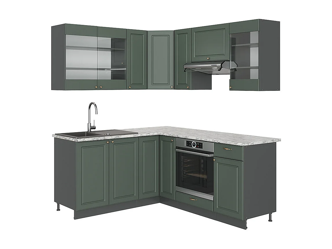 Kogoszczona kuchnia green gold country/antracyt 190x60x81.6 fame-line 4781383