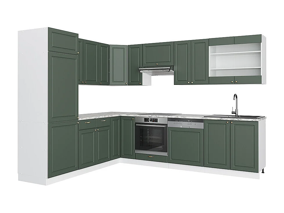 Kogoszczona kuchnia green gold country/biały 287x60x81.6 fame-line 4781919