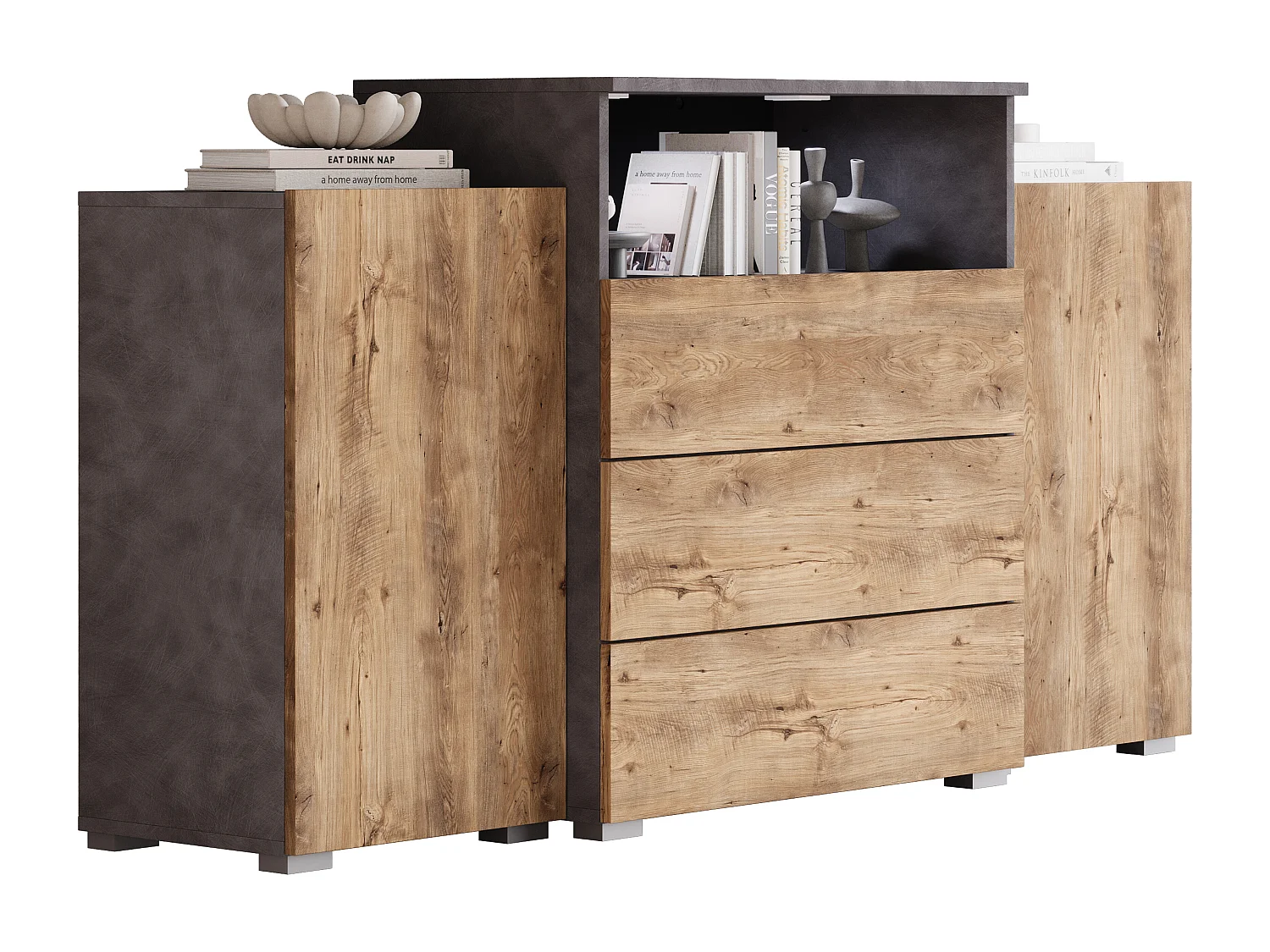 Komoda 150 cm do salonu z szufladami szafkami bocznymi Matera kasztan 4960819