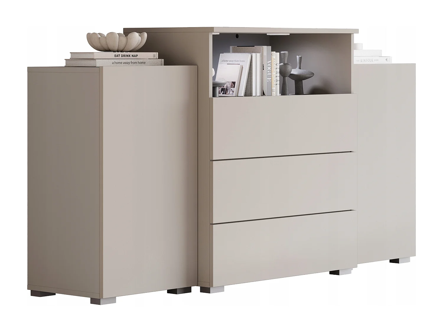 Komoda 150 cm do salonu z szufladami szafkami bocznymi Kaszmir mat 4960835