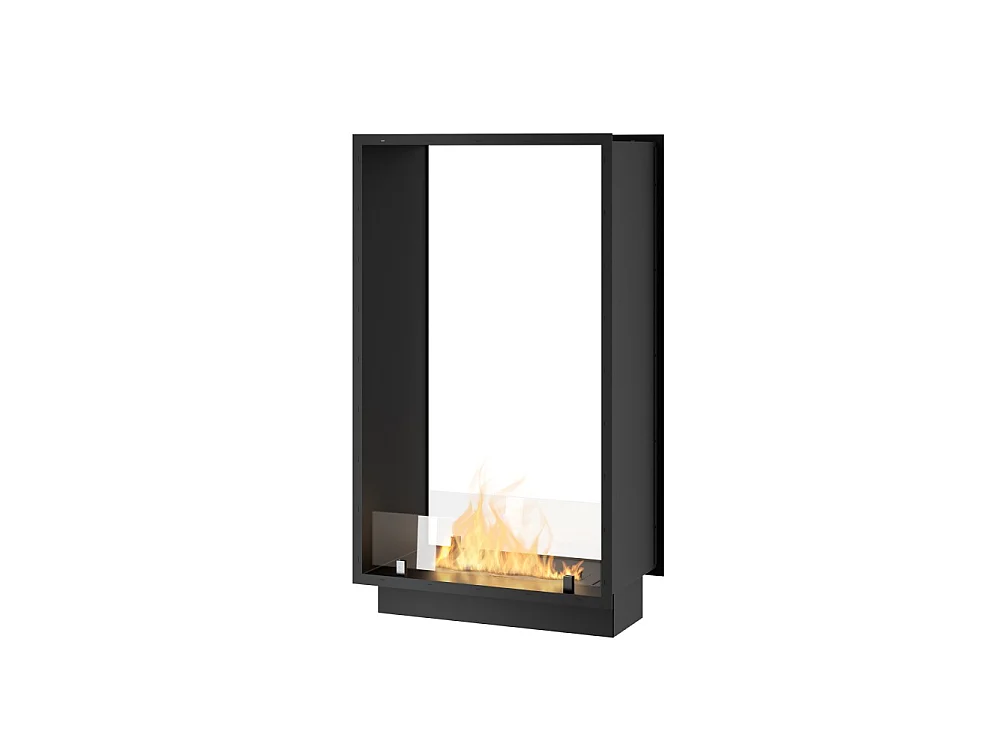 Kominek bioetanolowy 2Side 1000 Slim Vert do zabudowy z dwiema stronami – matowa czerń, ze szkłem, palnik 1 l, nowoczesny design 4215390