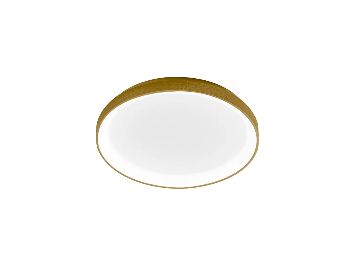Krizia - Lampa sufitowa LED ściemnialna 38W 3000K - Ciepłe światło 3300lm, dyfuzor opalowy, złota rama, IP20, średnica 27 cm, nowoczesny design 4120602 - obrazek 1