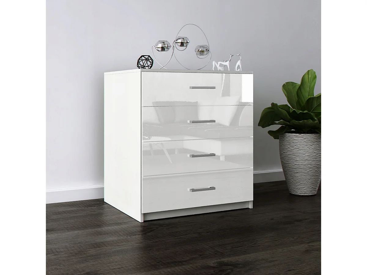 Komoda Z Szufladami Biały Połysk Szafka 4 Szuflady 95 x 80 x 45 cm MDF 4978403 - obrazek 1