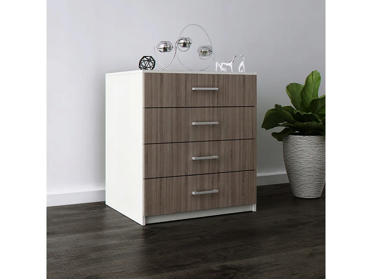 Komoda Z Szufladami Dąb Sonoma Tabac Szafka 4 Szuflady 95 x 80 x 45 cm MDF 4978422 - obrazek 1