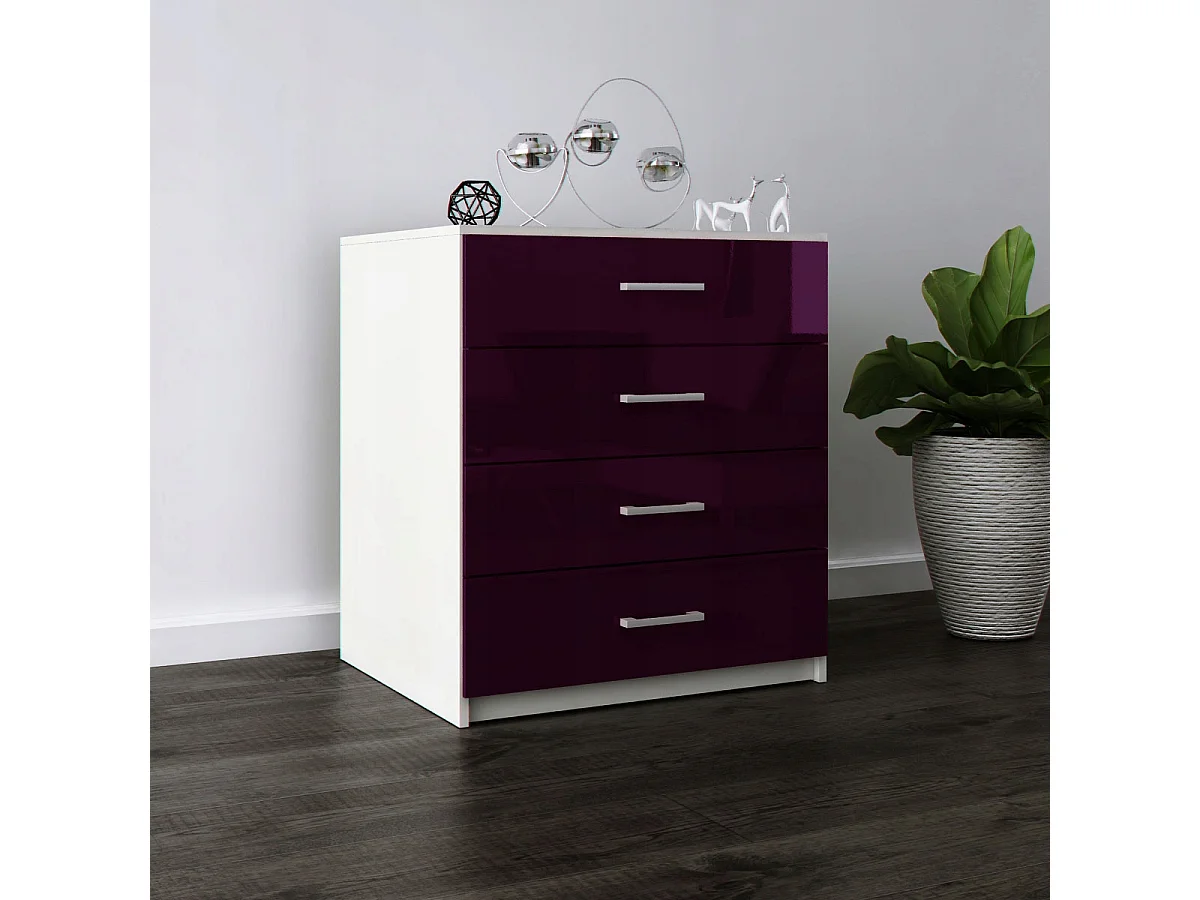 Komoda Z Szufladami Fiolet Połysk Szafka 4 Szuflady 95 x 80 x 45 cm MDF 4978466 - obrazek 1