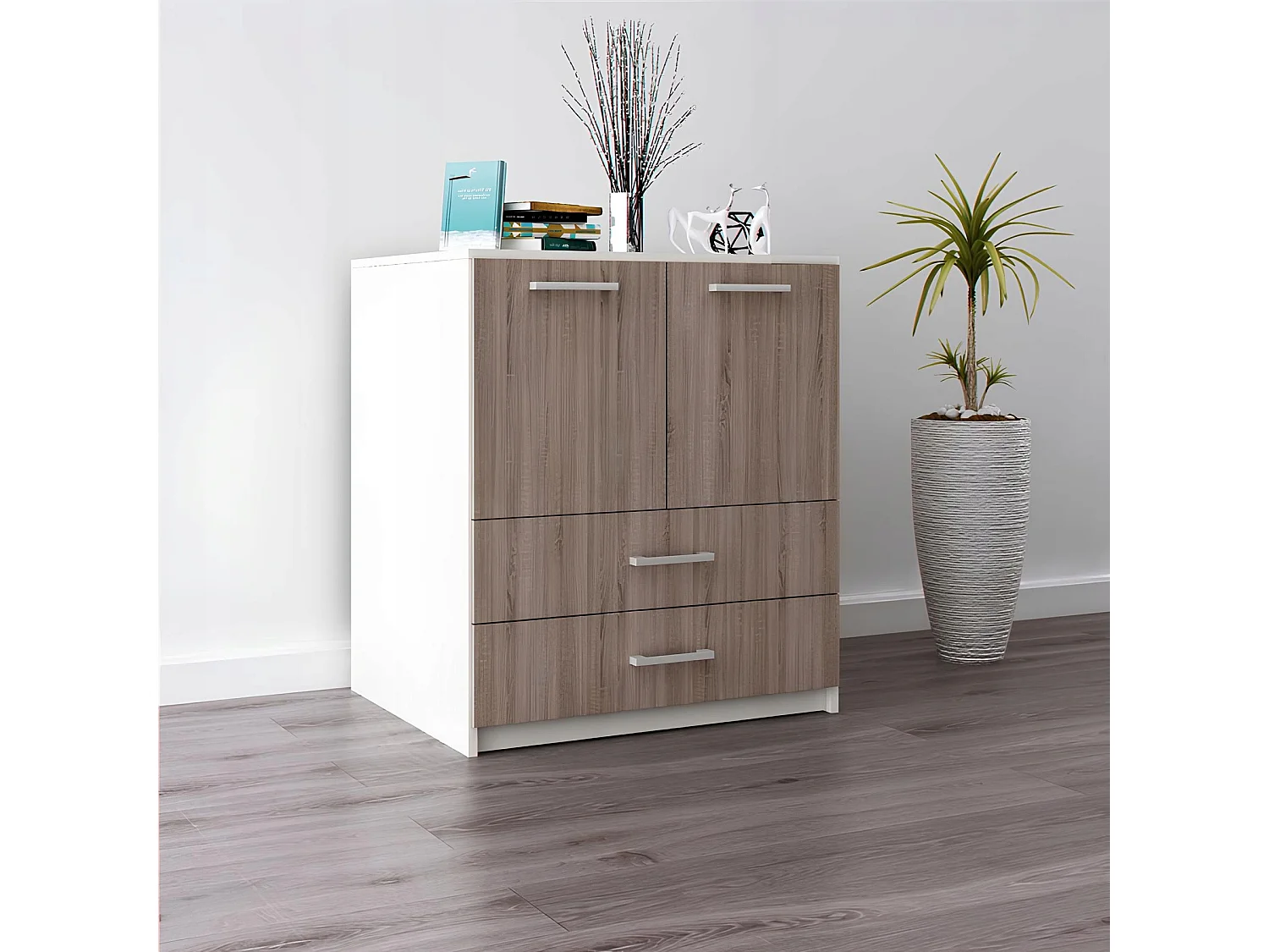 Komoda Z Szufladami Amari Dąb Sonoma Tabac Szafka Drzwi 95 x 80 x 45 cm 4978471 - obrazek 1