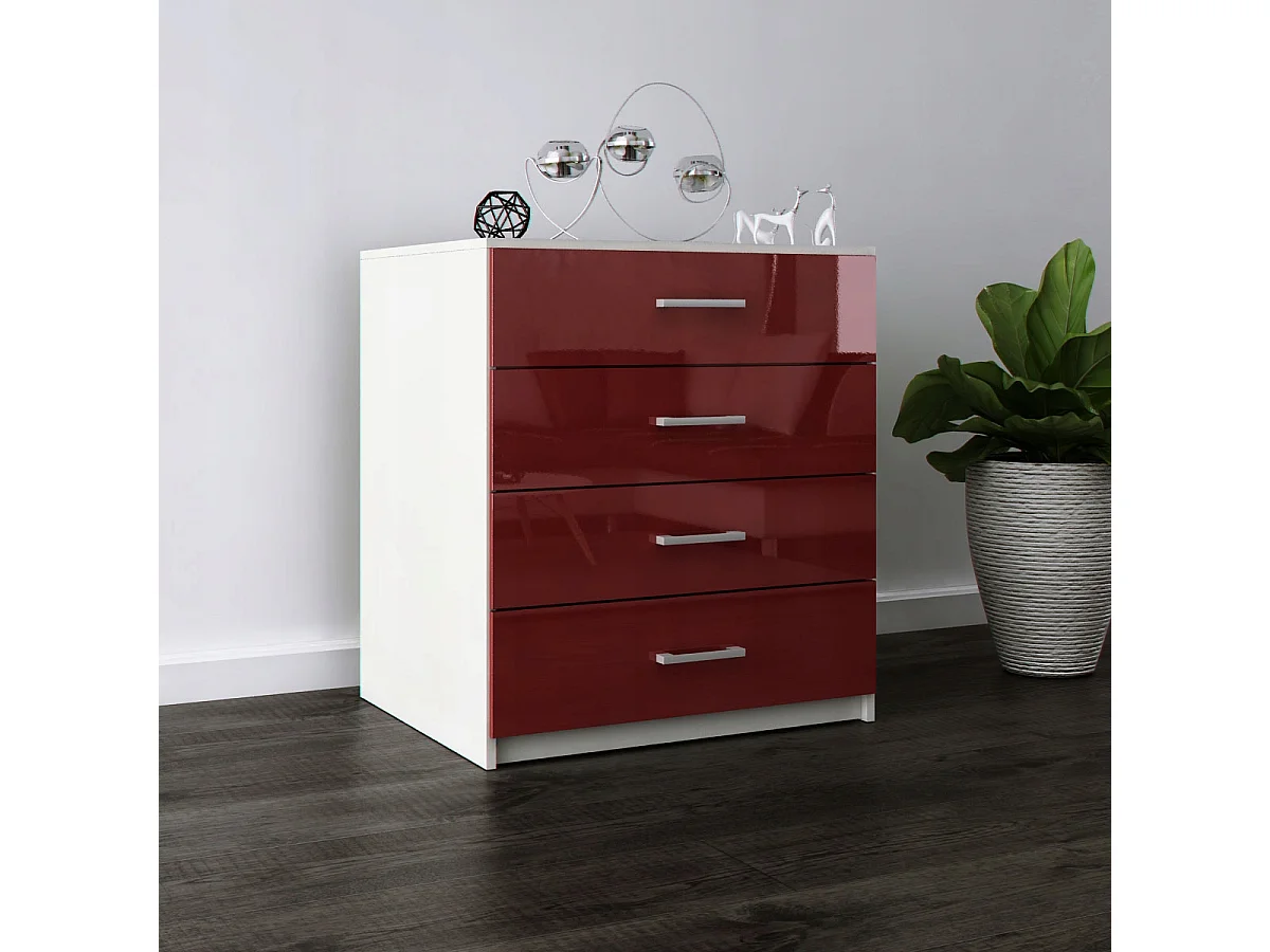 Komoda Z Szufladami Czerwony Połysk Szafka 4 Szuflady 95 x 80 x 45 cm MDF 4978479 - obrazek 1
