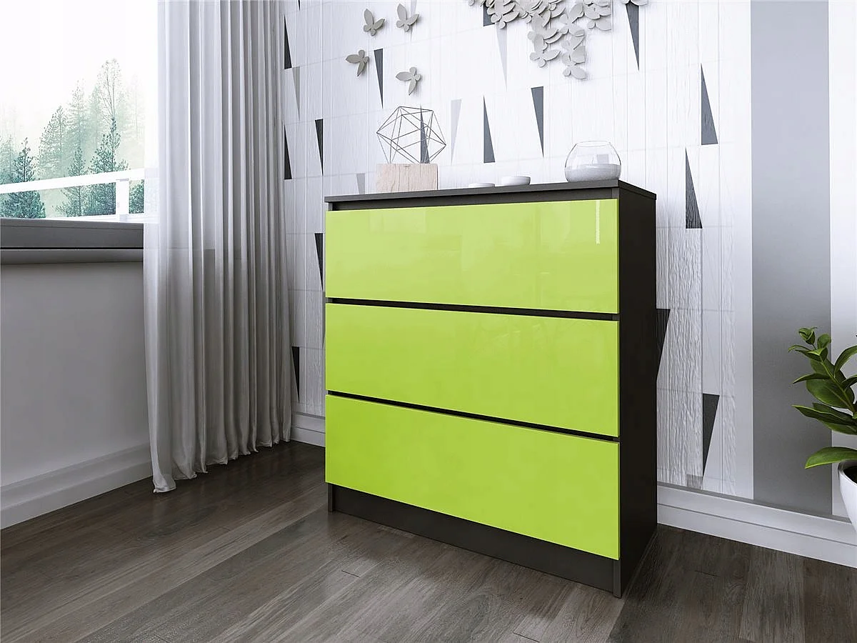 Komoda 3 Szuflady Zoe Czarna Zielony Połysk Do Sypialni 77 x 80 x 40 cm MDF 4978481 - obrazek 1