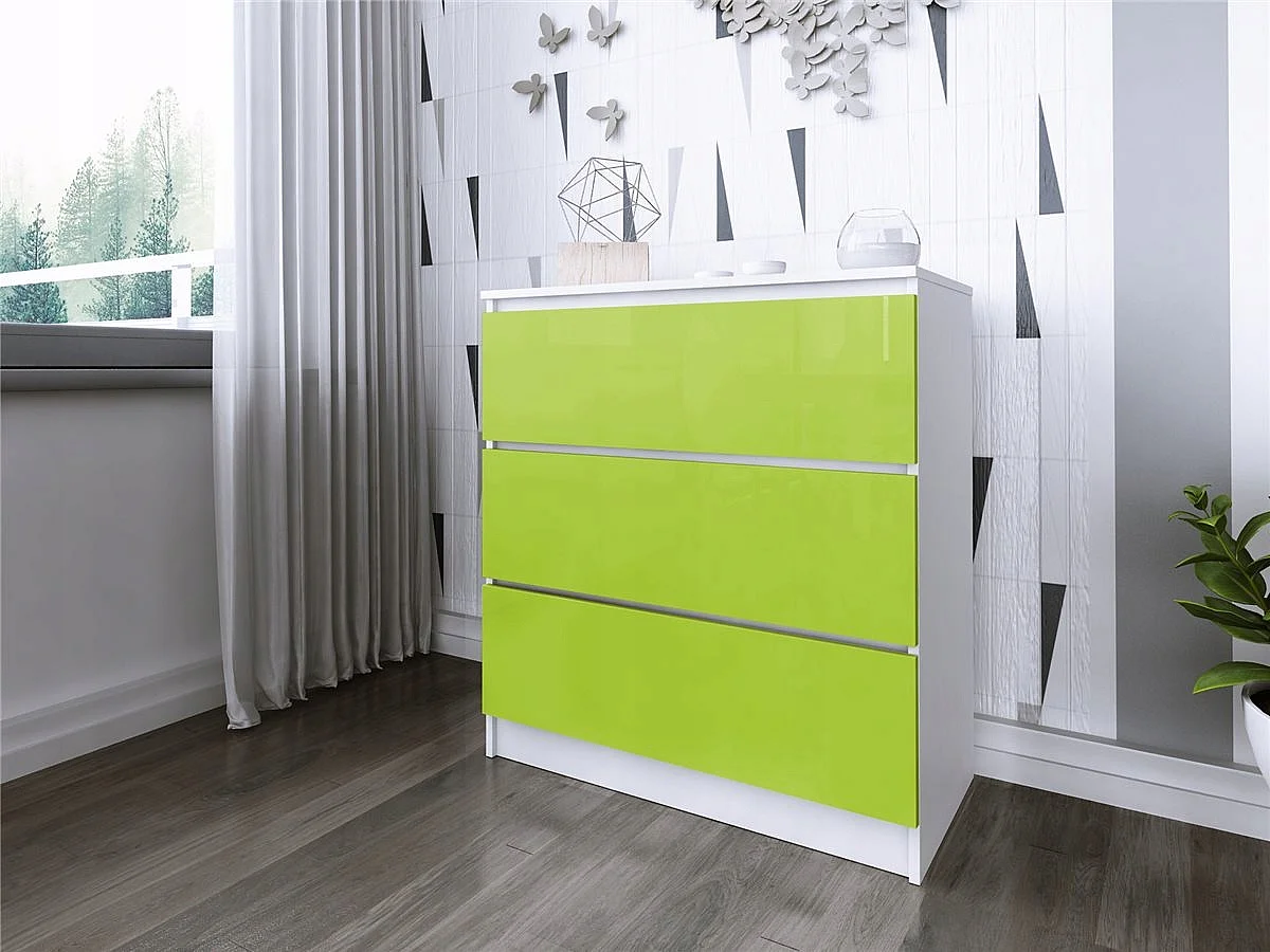 Komoda 3 Szuflady Zoe Biała Zielony Połysk Do Sypialni 77 x 80 x 40 cm MDF 4978487 - obrazek 1
