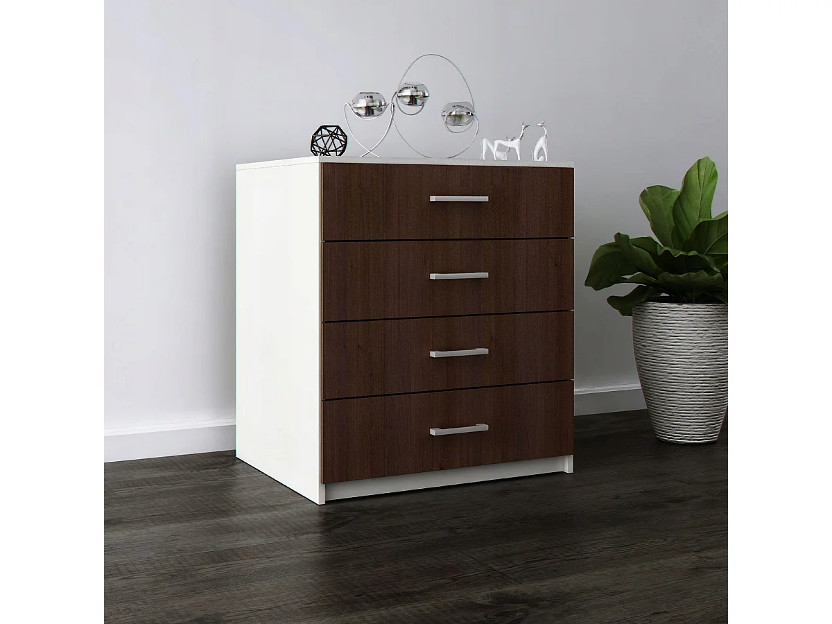 Komoda Z Szufladami Do Salonu Orzech Szafka 4 Szuflady 95 x 80 x 45 cm MDF 4978489 - obrazek 1