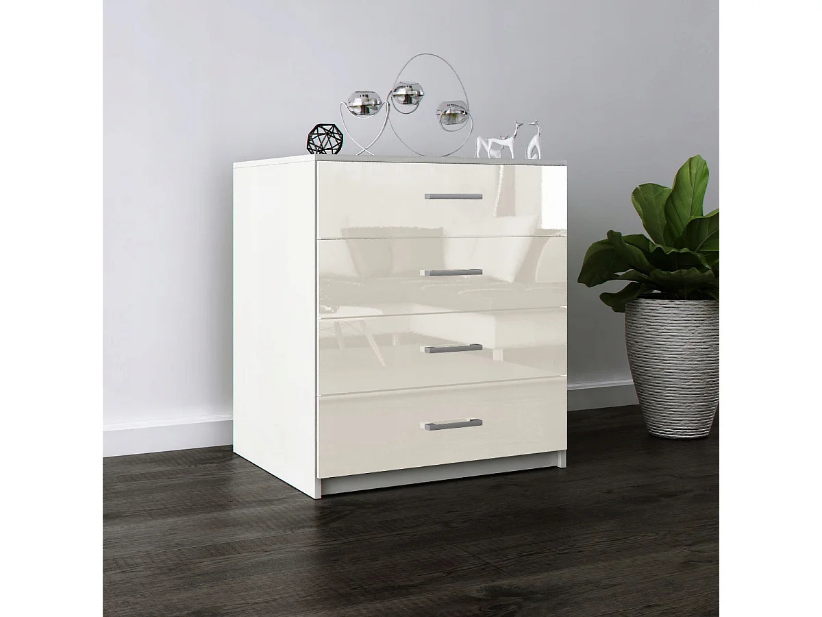 Komoda Z Szufladami Wanilia Połysk Szafka 4 Szuflady 95 x 80 x 45 cm MDF 4978495 - obrazek 1