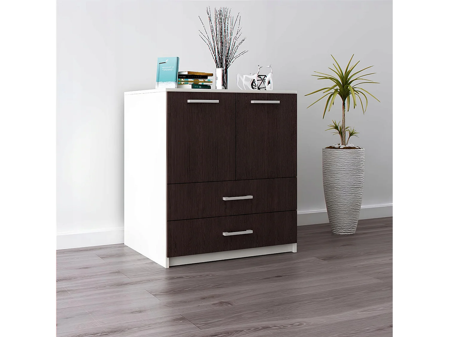Komoda Z Szufladami Do Salonu Amari Wenge Szafka Drzwi 95 x 80 x 45 cm 4978502 - obrazek 1