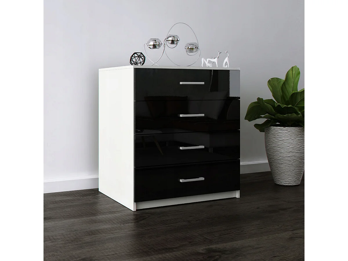 Komoda Z Szufladami Czarny Połysk Szafka 4 Szuflady 95 x 80 x 45 cm MDF 4978506 - obrazek 1