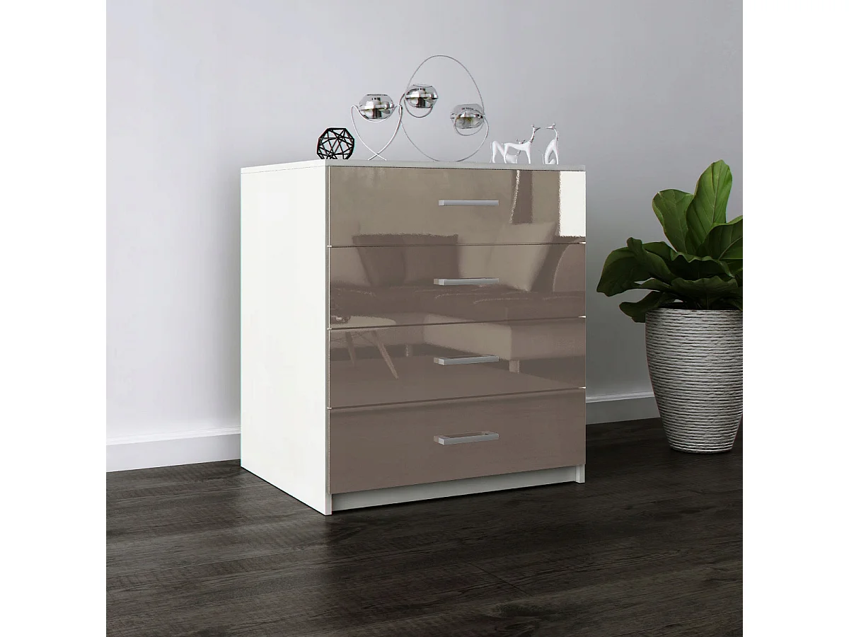 Komoda Z Szufladami Cappucino Połysk Szafka 4 Szuflady 95 x 80 x 45 cm MDF 4978505 - obrazek 1