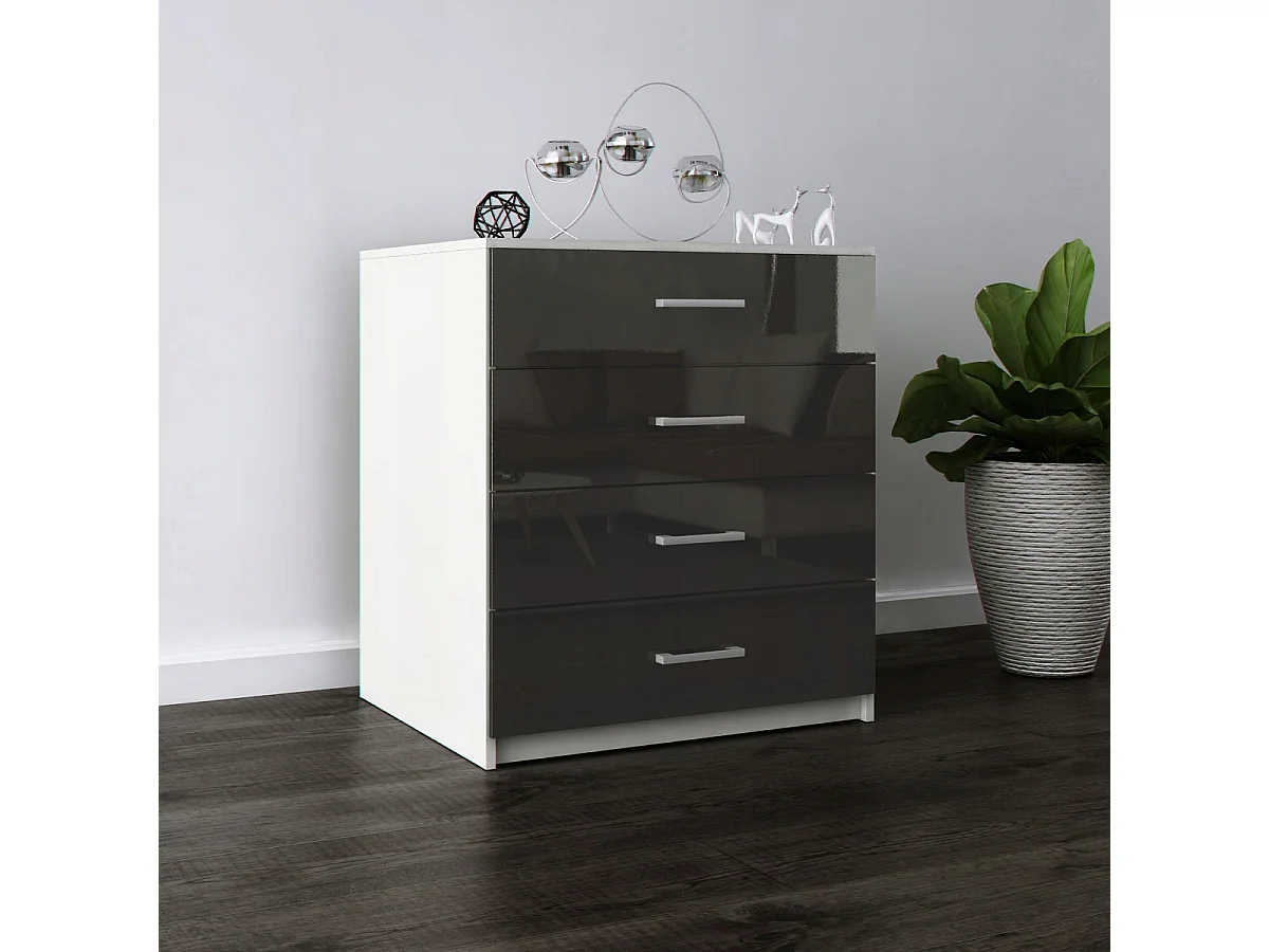 Komoda Z Szufladami Szary Połysk Szafka 4 Szuflady 95 x 80 x 45 cm MDF 4978507 - obrazek 1