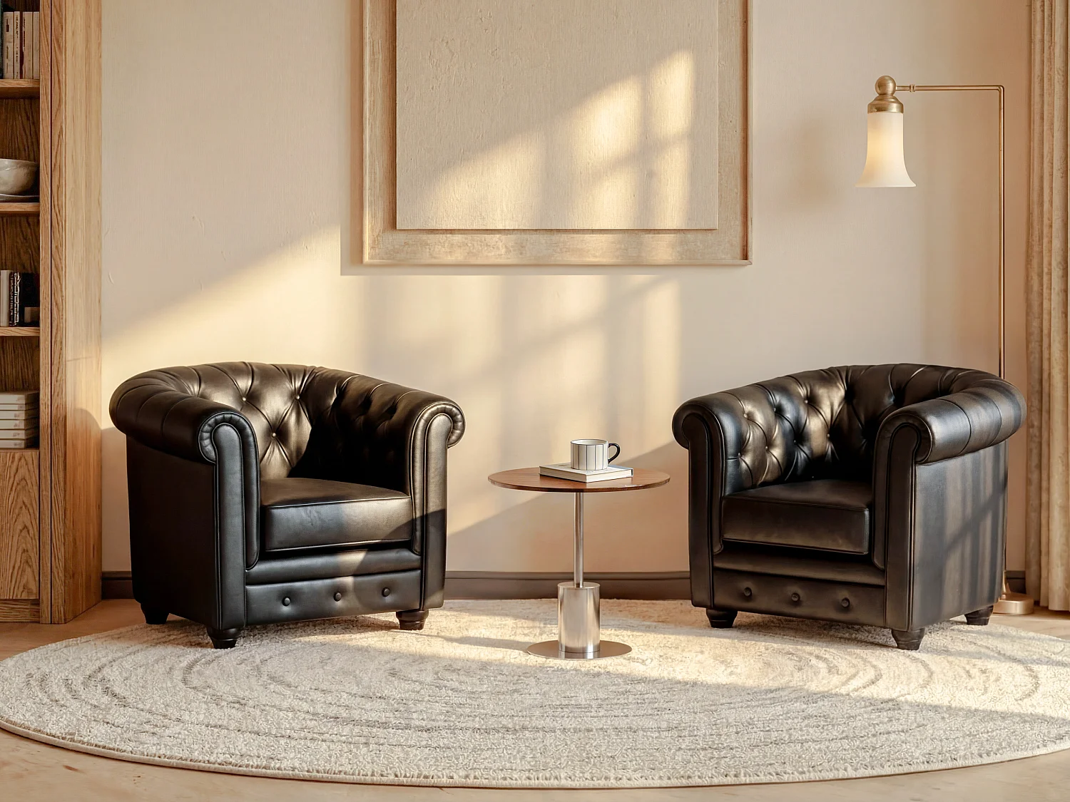 Komplet 2 foteli CHESTERFIELD -Z ekoskóry – Czarny 94757