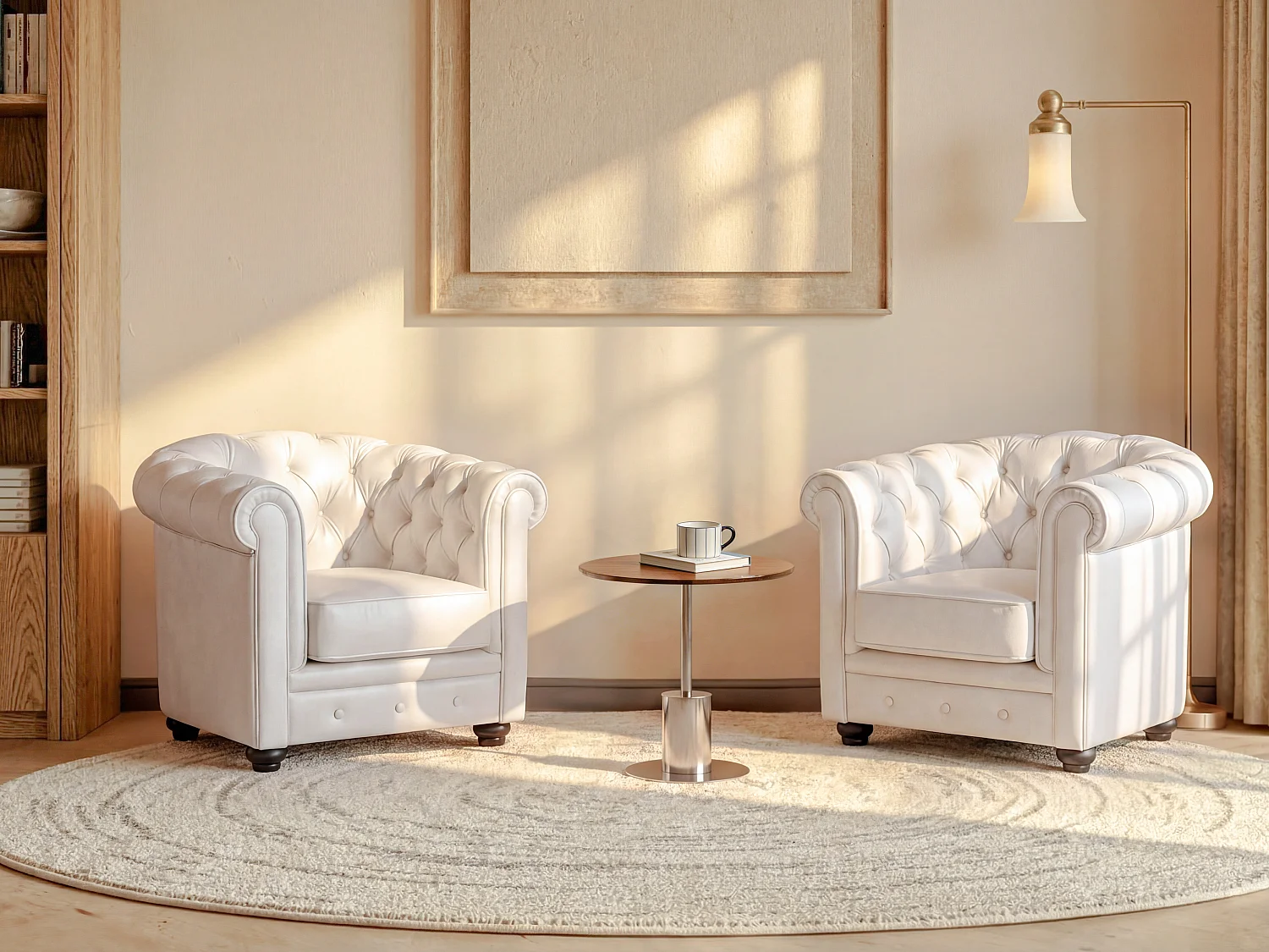 Komplet 2 foteli CHESTERFIELD – Z ekoskóry – Biały 94759