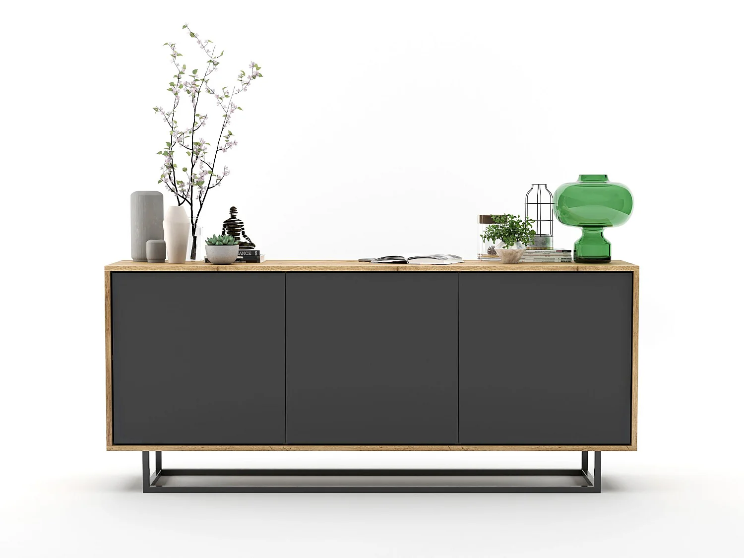 Komoda NILA 3D 168 dąb wotan/grafit mat 3769126 - obrazek 1