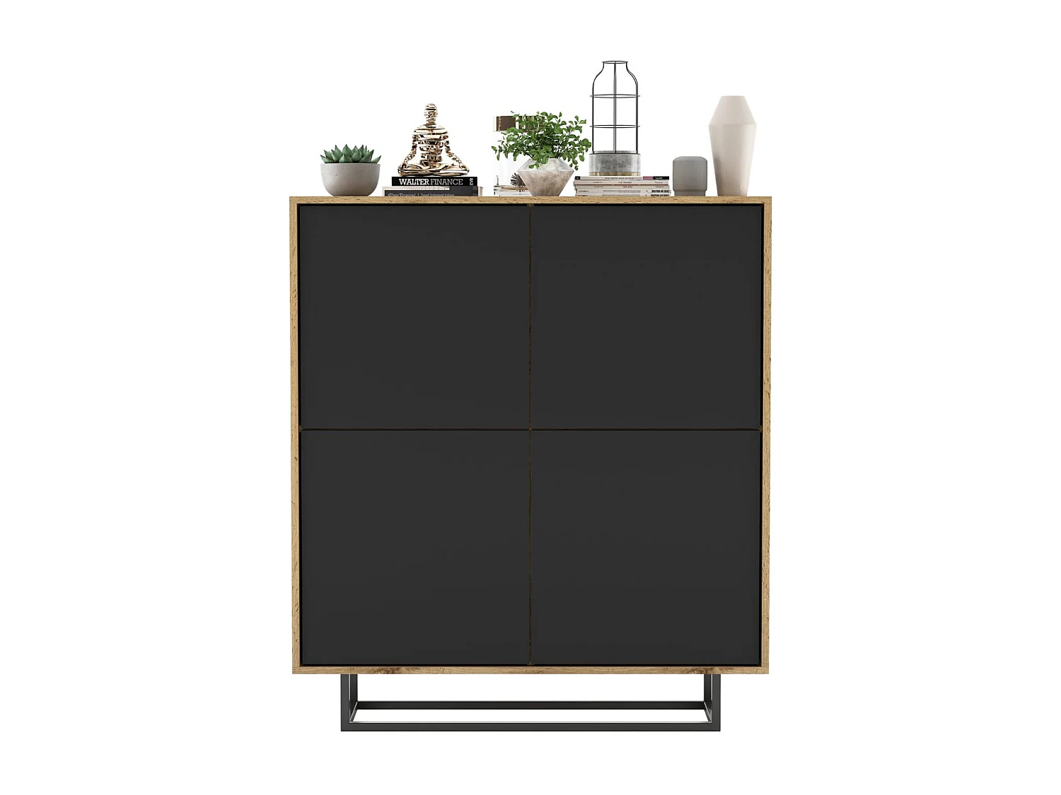 Komoda NILA 4D 113 dąb wotan/czarna mat 3769131 - obrazek 1