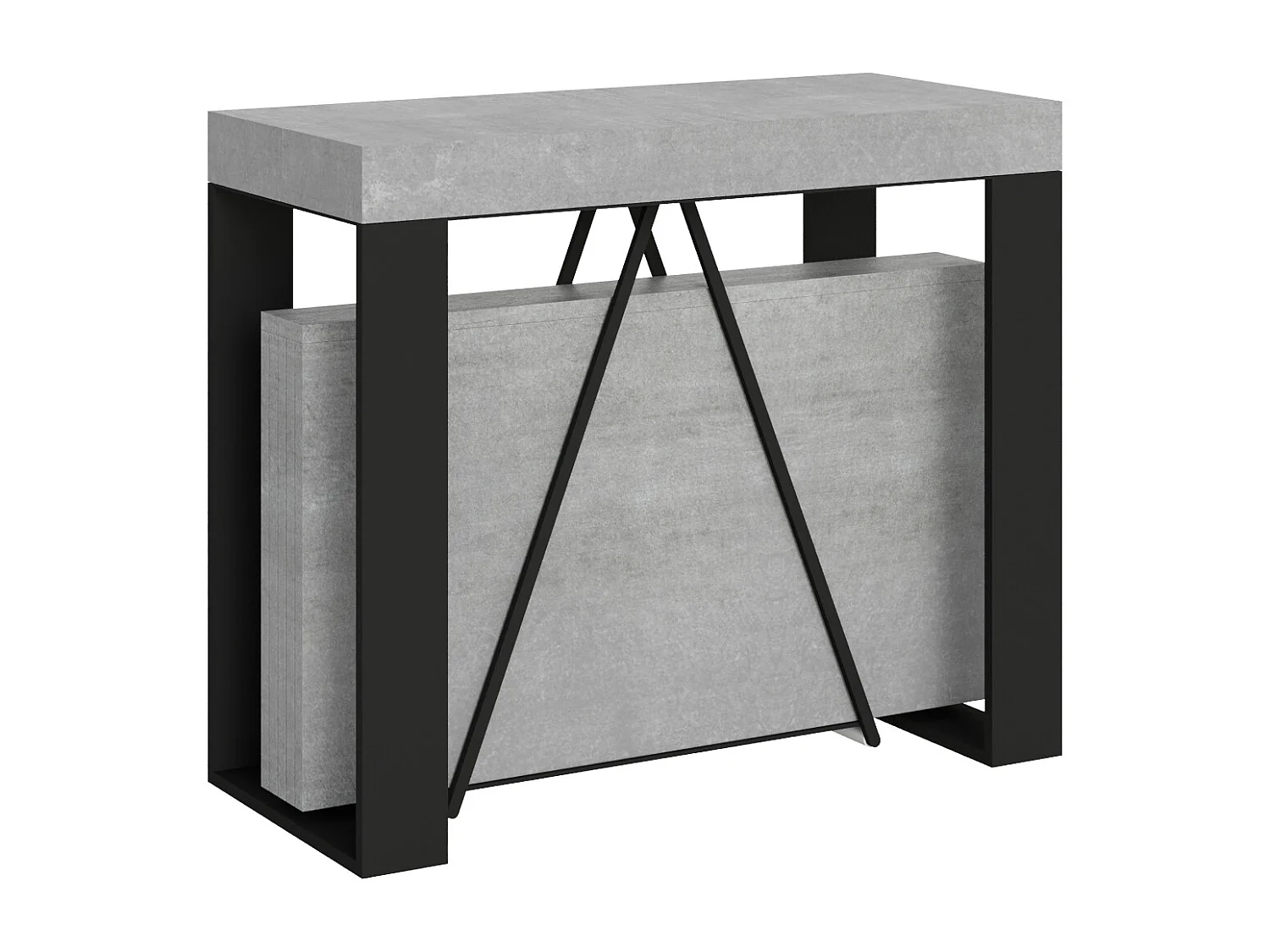 Konsola rozkładana 90x40/300cm Zamat cementu rama w kolorze antracytu 3633794 - obrazek 1