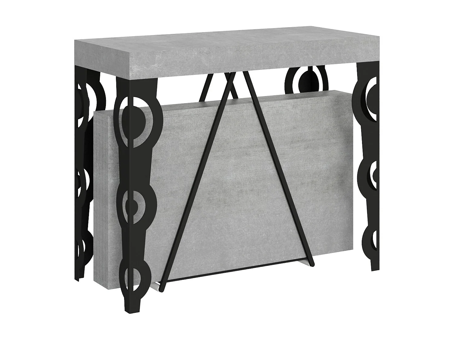 Konsola rozkładana 90x40/196 cm Aceres Small cementu rama w kolorze antracytu 3633821 - obrazek 1