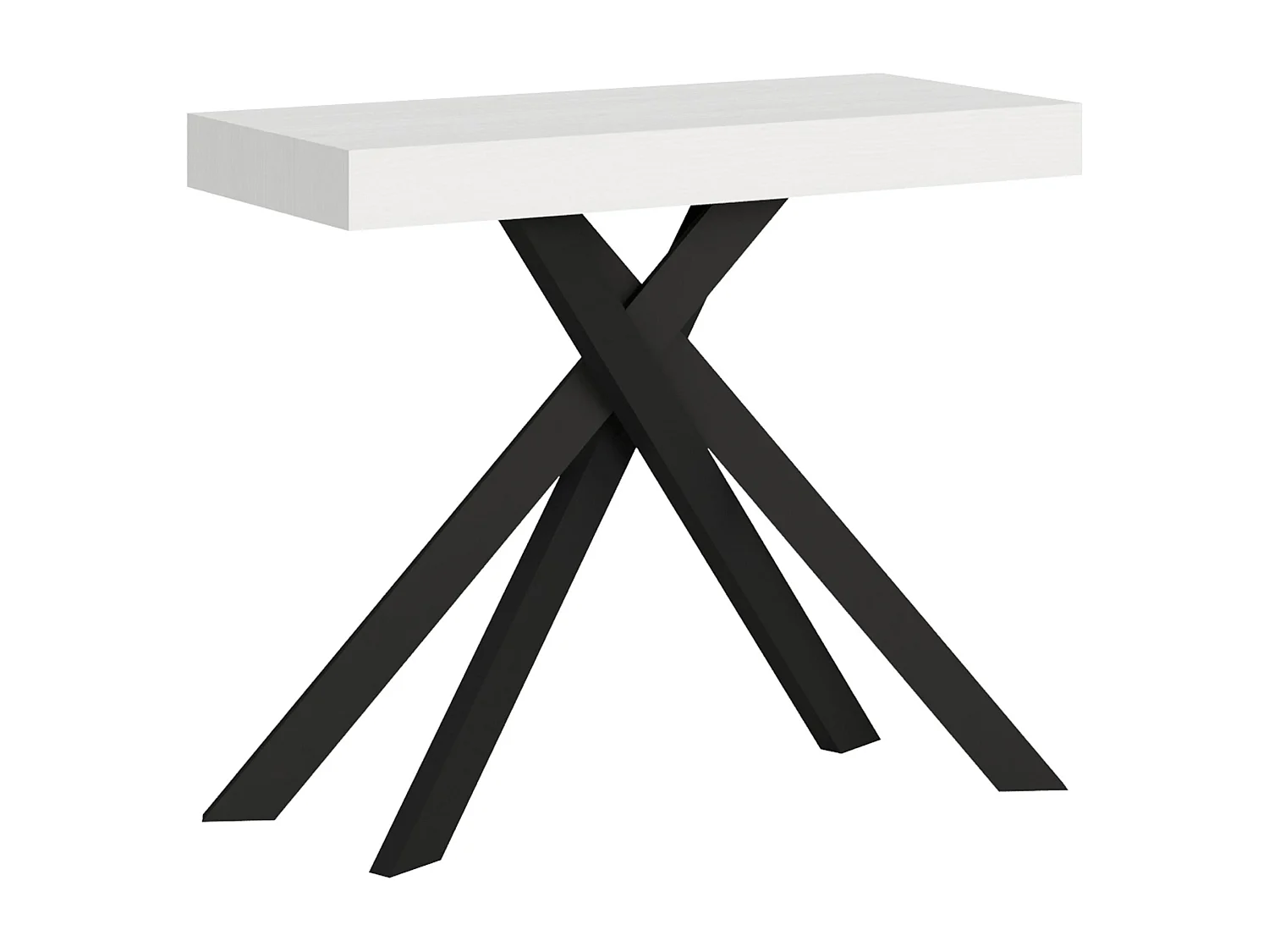 Konsola rozkładana 90x40/196 cm Krack Small frassino biała nogi w kolorze antracytu 3220582 - obrazek 1