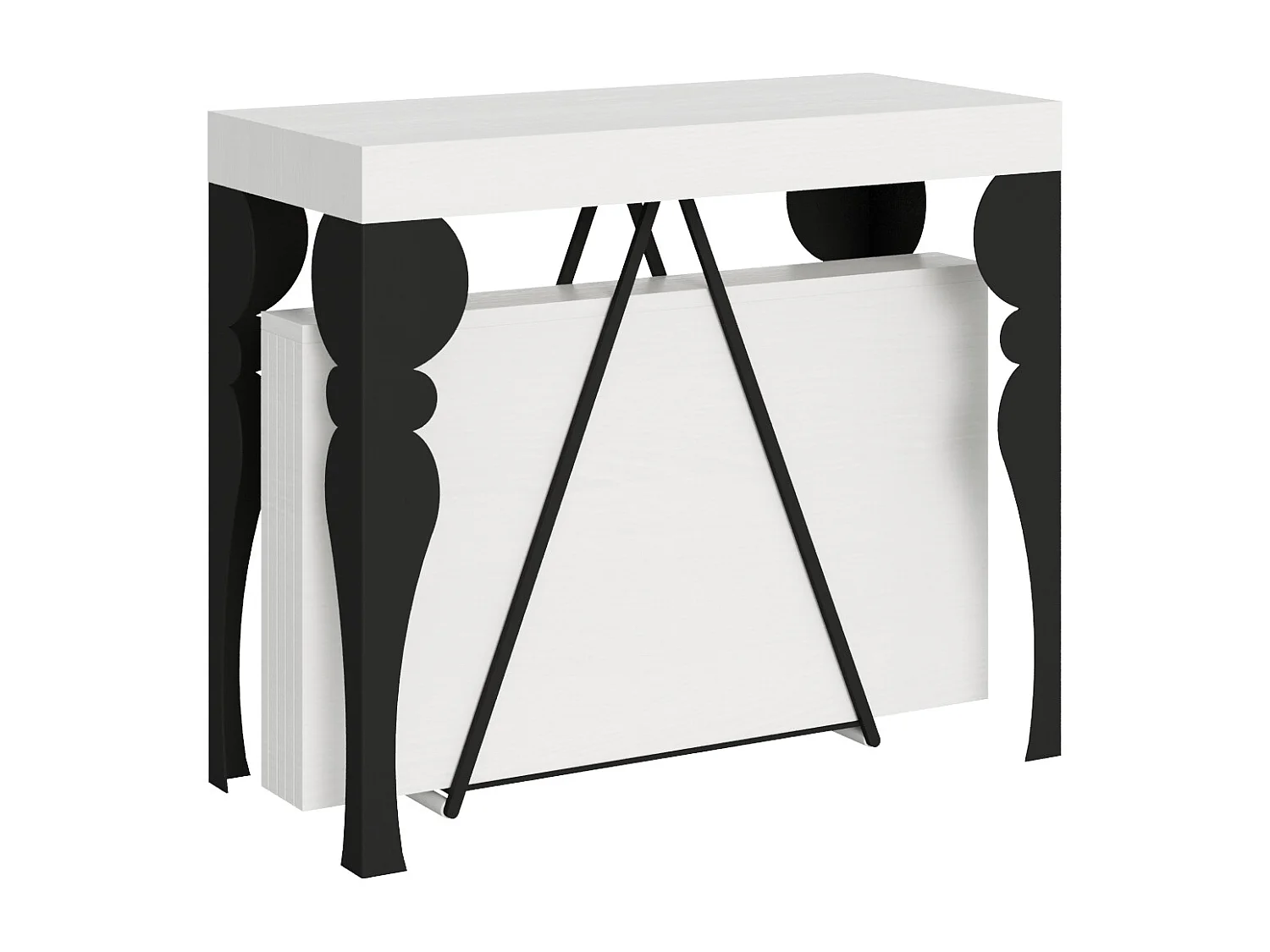 Konsola rozkładana 90x40/300 cm Riza frassino biała rama w kolorze antracytu 3633825 - obrazek 1