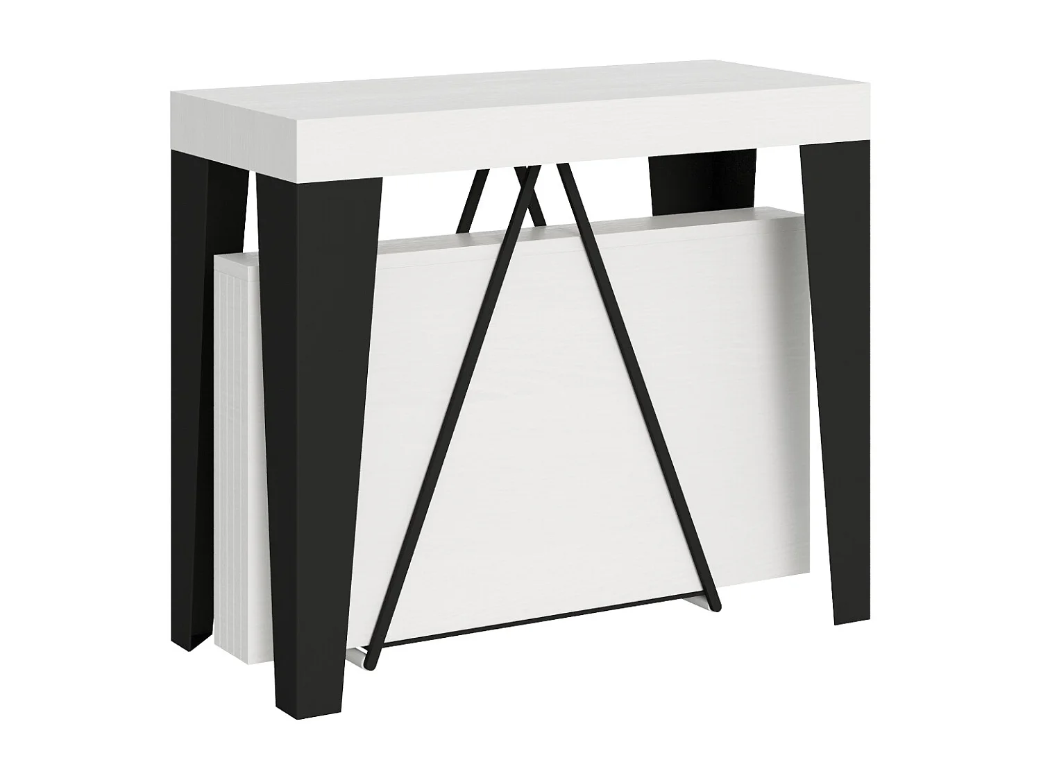 Konsola rozkładana 90x40/300 cm Algo frassino biała rama w kolorze antracytu 3633832 - obrazek 1
