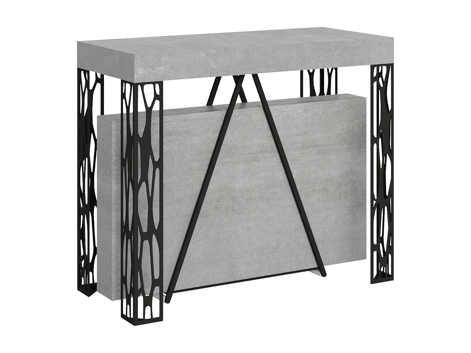 Konsola rozkładana 90x40/196 cm Kerpa Small cementu rama w kolorze antracytu 3633823 - obrazek 1