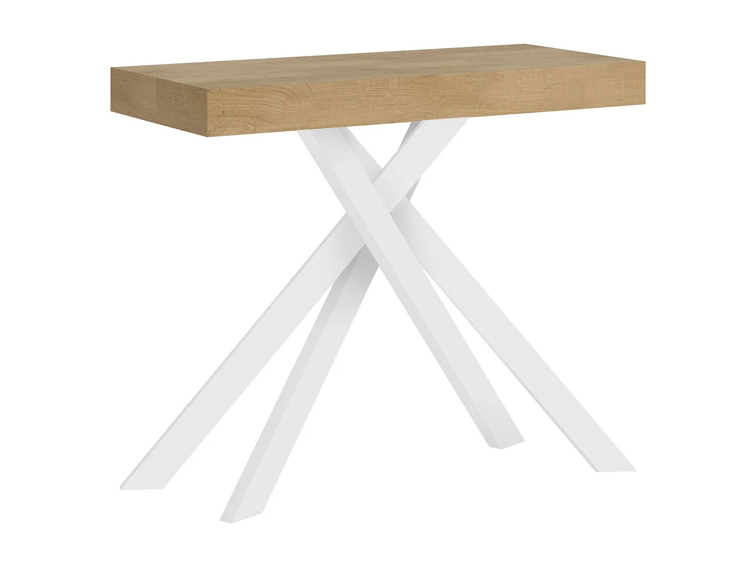 Konsola rozkładana 90x40/300 cm Krack dąb naturalny białe nogi 3220589 - obrazek 1
