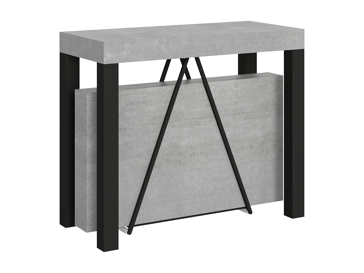 Konsola rozkładana 90x40/196 cm Tiris Small cementu rama w kolorze antracytu 3633863 - obrazek 1