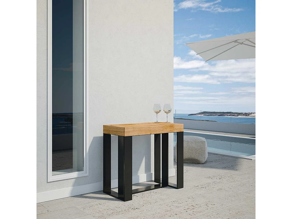 Konsola rozkładana 90x40/190 cm Futura Small Premium Bejcowana Jodła Antracytowa Struktura 768243 - obrazek 1