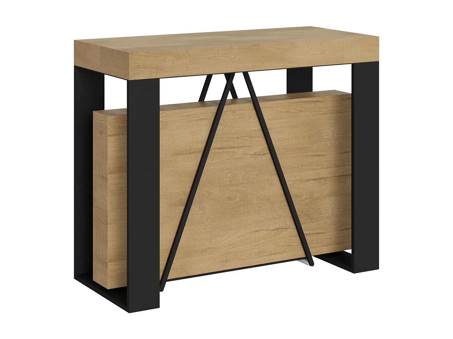 Konsola rozkładana 90x40/300cm Zamat dąb naturalny rama w kolorze antracytu 3633866 - obrazek 1
