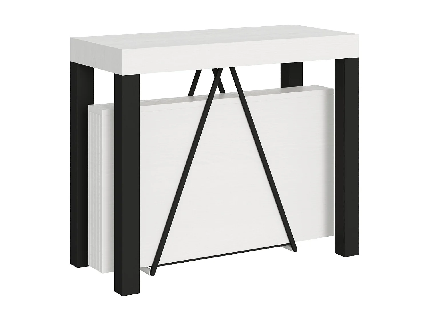 Konsola rozkładana 90x40/300 cm Tiris frassino biała rama w kolorze antracytu 3633886 - obrazek 1