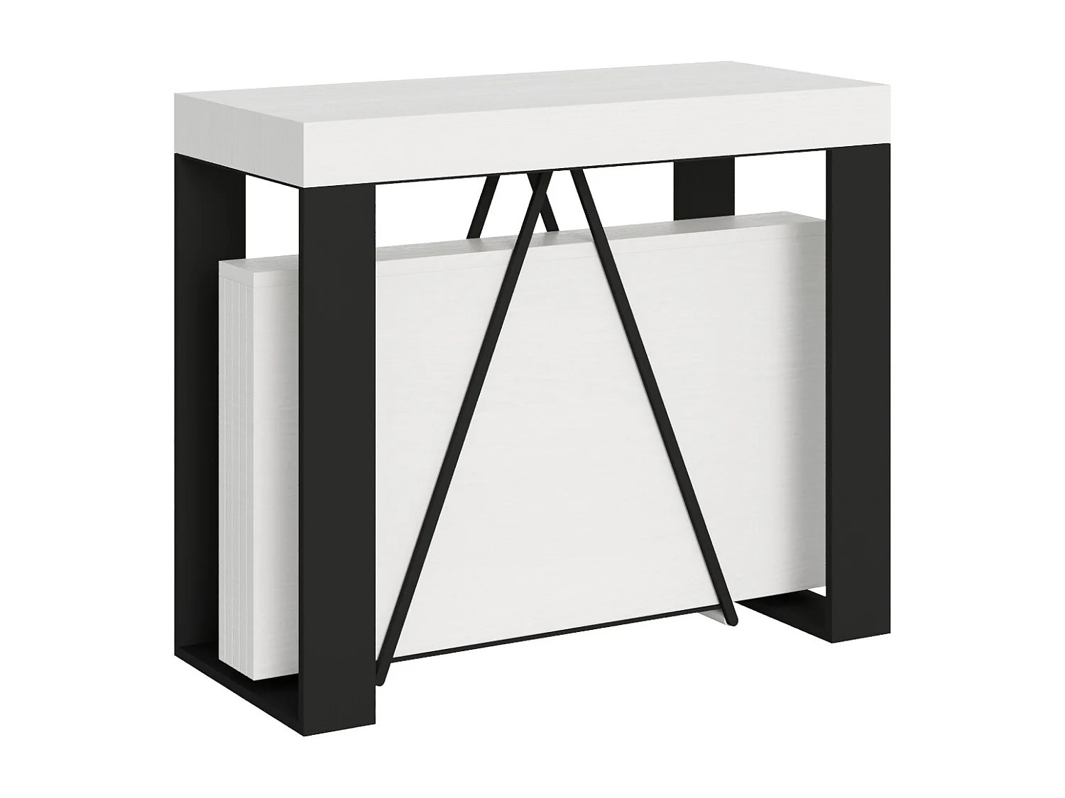 Konsola rozkładana 90x40/196 cm Zamat Small frassino biała rama w kolorze antracytu 3633884 - obrazek 1