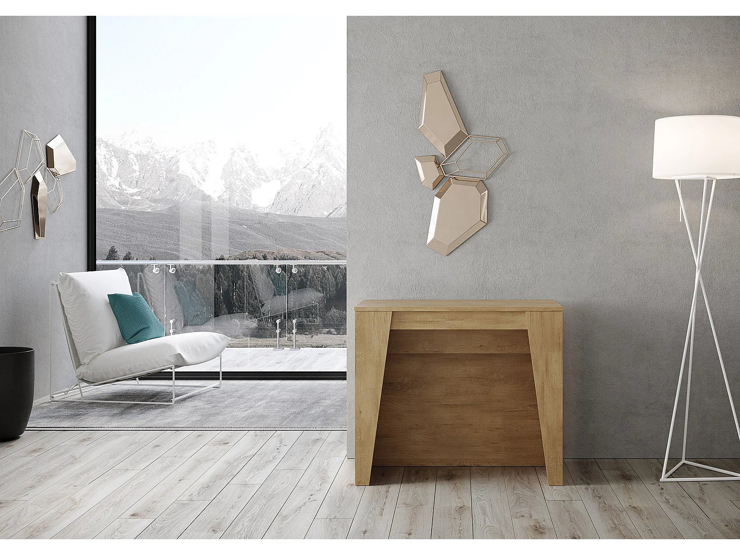 Konsola rozkładana 90x48/296 cm Bakari dąb naturalny 3063226 - obrazek 1