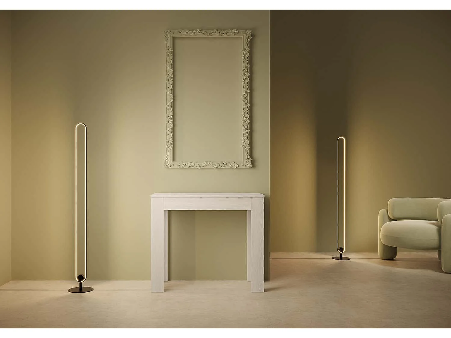 Konsola rozkładana 90x42/302 cm Bora frassino biała 3063228 - obrazek 1