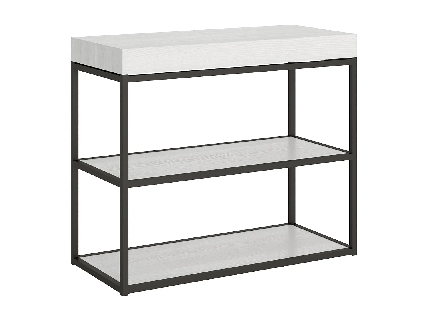 Konsola rozkładana 90x40/300 cm Plano Premium Biały Jesion, struktura Antracyt 768691 - obrazek 1