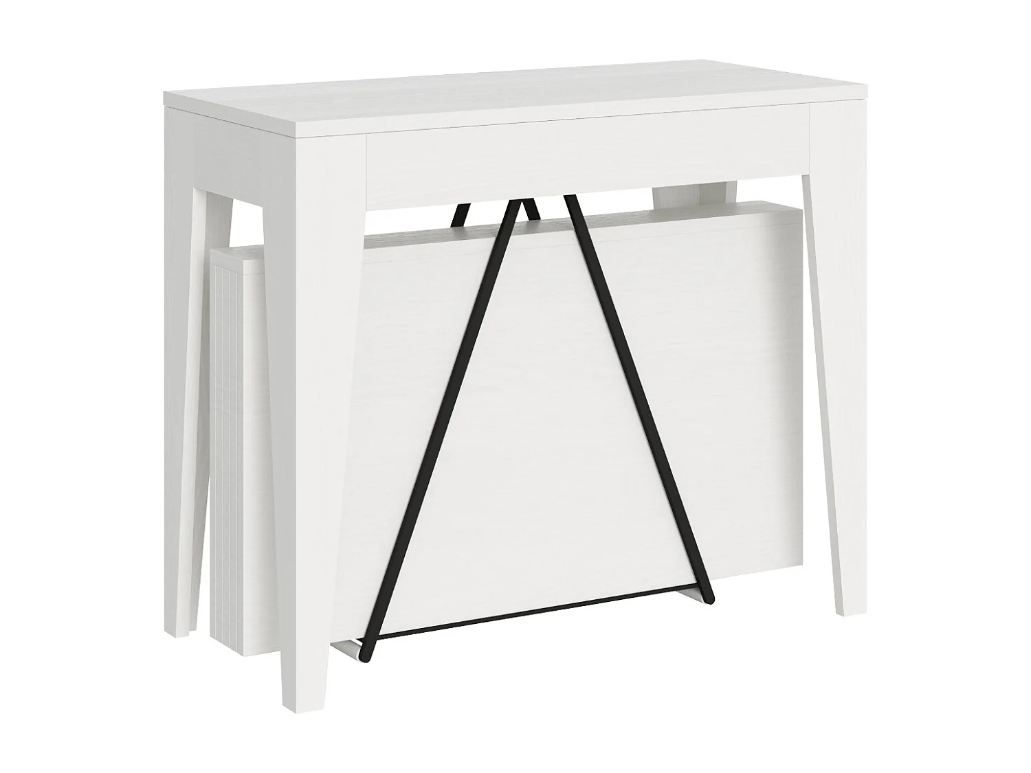 Konsola rozkładana 90x42/302 cm Zima frassino biała 3633891 - obrazek 1