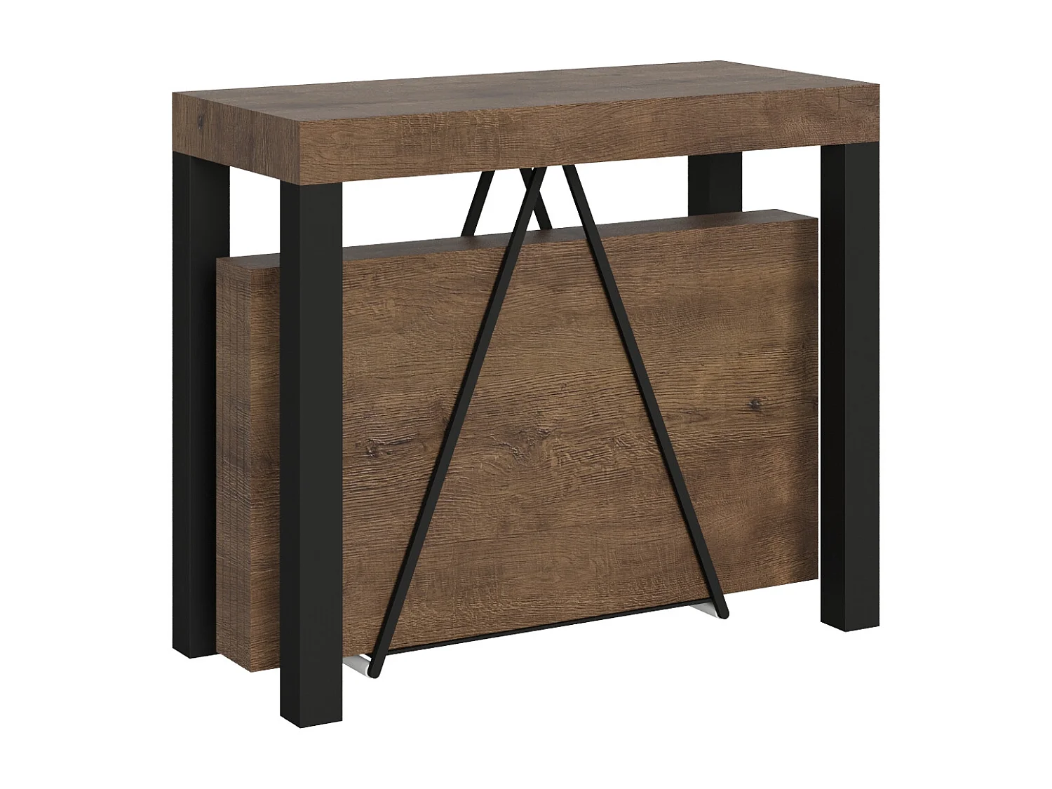 Konsola rozkładana 90x40/196 cm Tiris Small orzech rama w kolorze antracytu 3633893 - obrazek 1