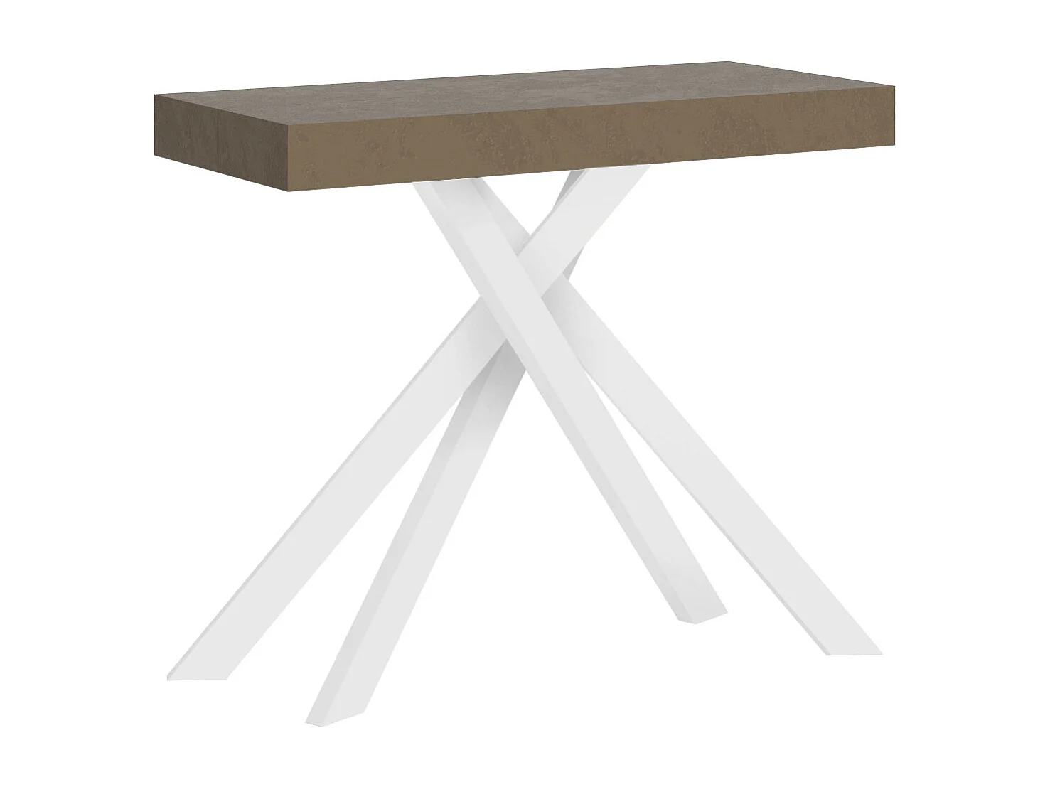 Konsola rozkładana 90x40/300 cm Krack szaro-beżowy białe nogi 3633898 - obrazek 1