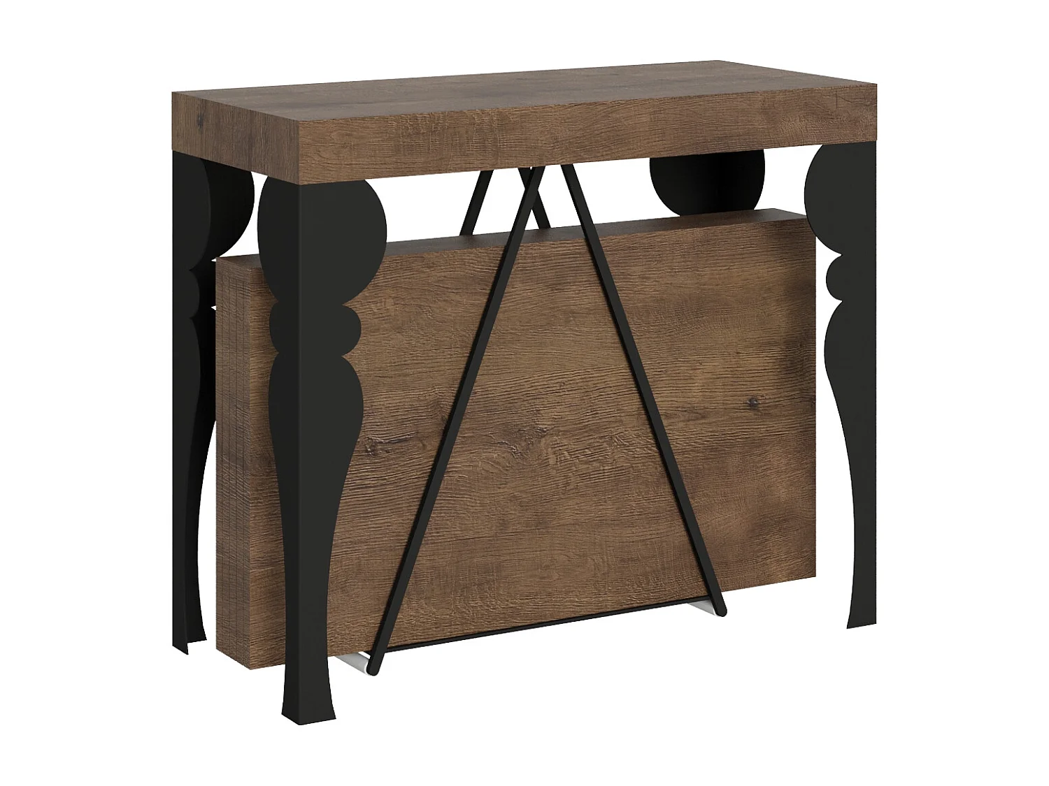 Konsola rozkładana 90x40/196 cm Riza Small orzech rama w kolorze antracytu 3633906 - obrazek 1