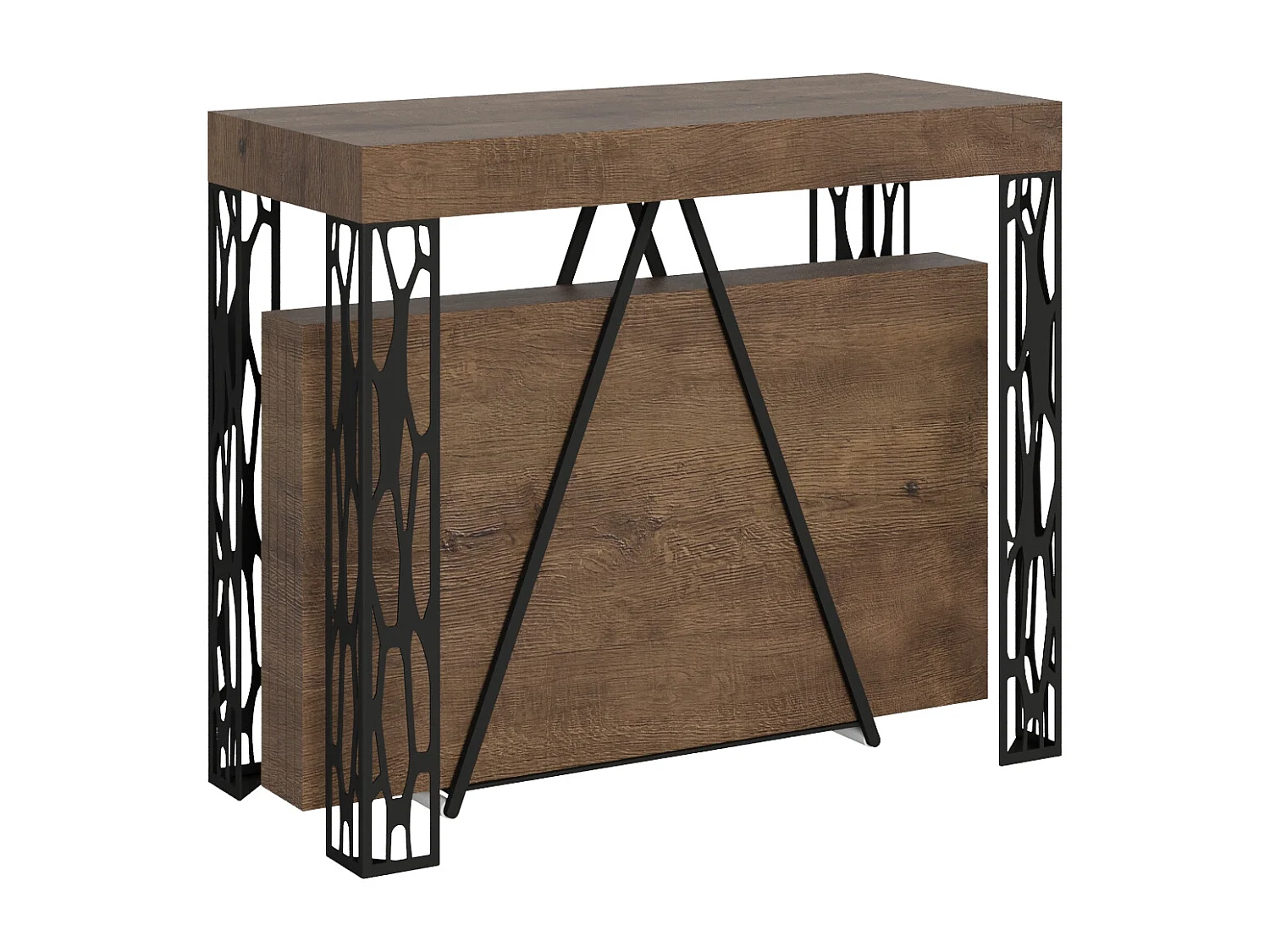 Konsola rozkładana 90x40/196 cm Kerpa Small orzech rama w kolorze antracytu 3633907 - obrazek 1