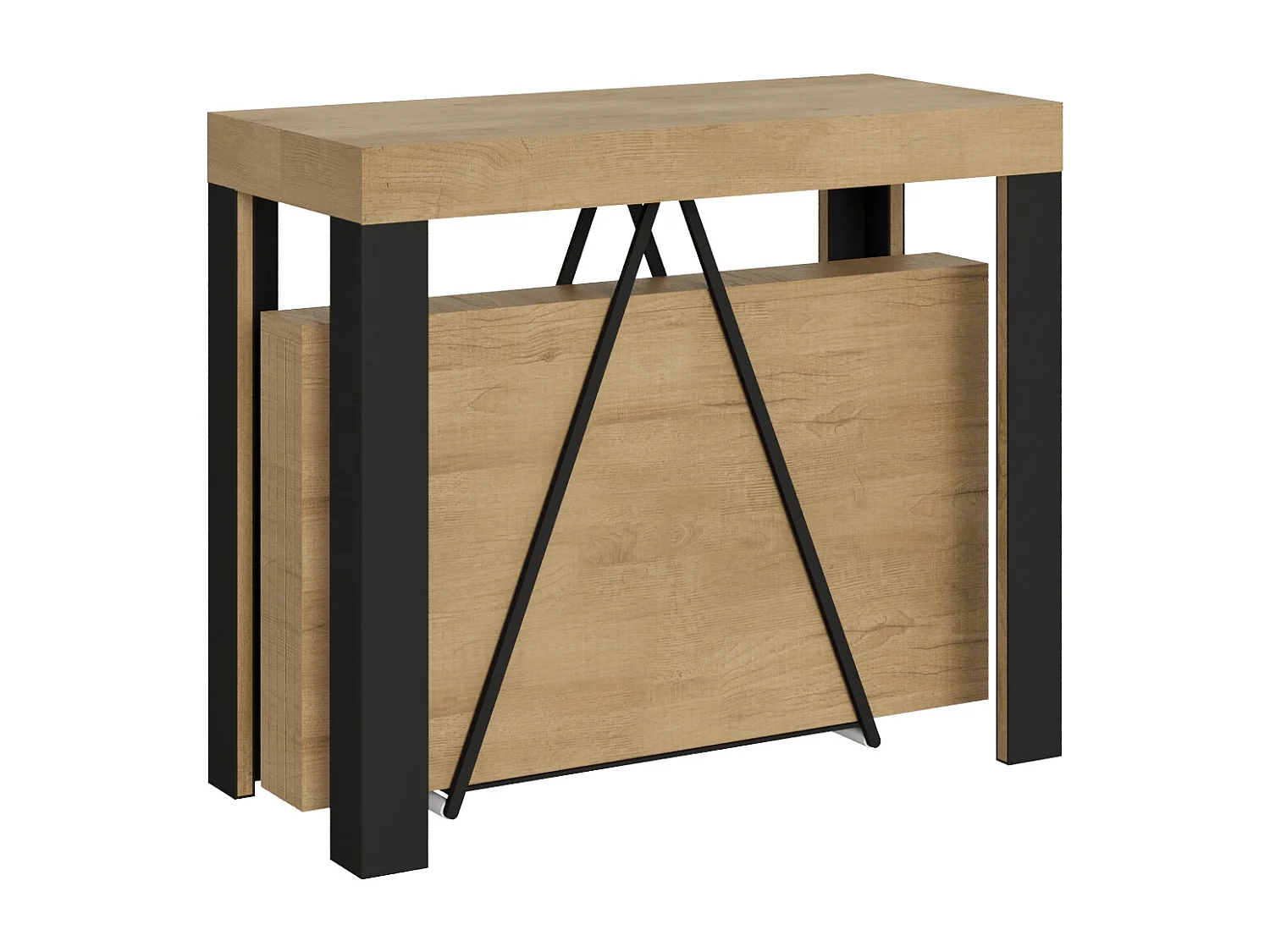 Konsola rozkładana 90x40/300 cm Tarax dąb naturalny rama w kolorze antracytu 3633914 - obrazek 1