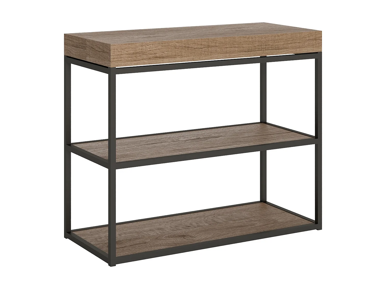 Konsola rozkładana 90x40/196 cm Plano Mały Dąb Premium Natura Struktura Antracyt 768911 - obrazek 1