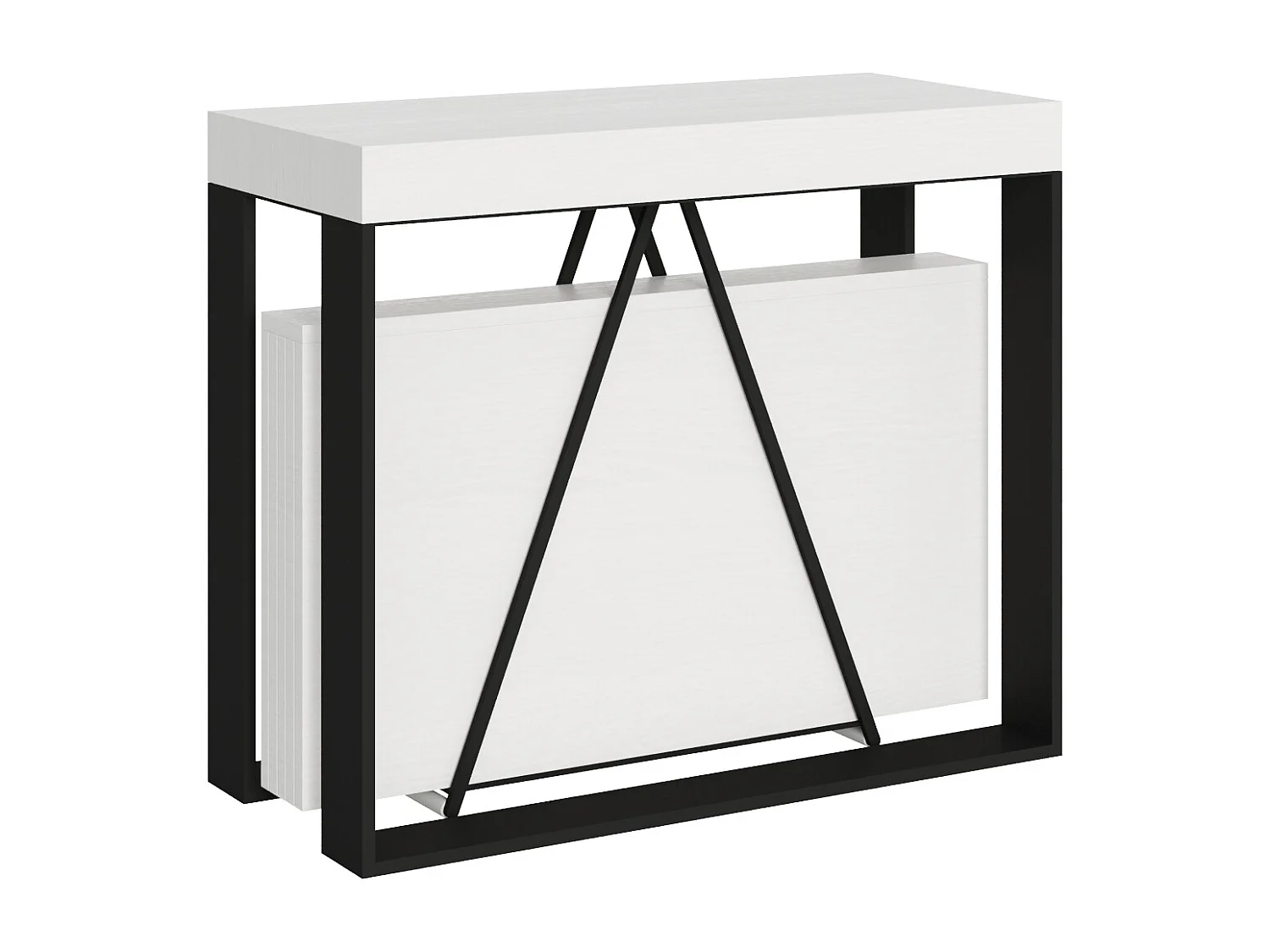 Konsola rozkładana 90x40/196 cm Sketa Small frassino biała rama w kolorze antracytu 3633937 - obrazek 1