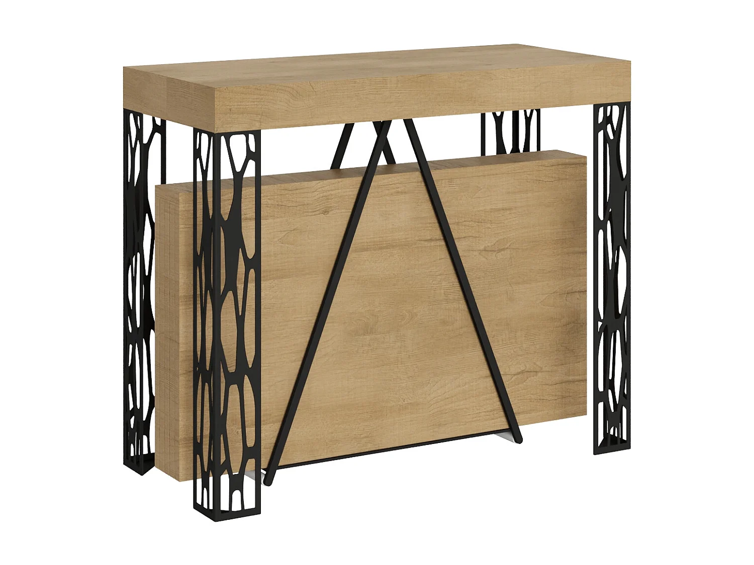 Konsola rozkładana 90x40/196 cm Kerpa Small dąb naturalny rama w kolorze antracytu 3633938 - obrazek 1