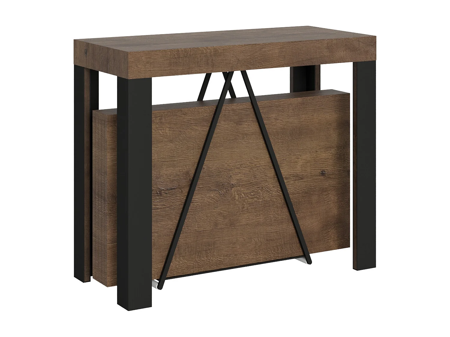 Konsola rozkładana 90x40/196 cm Tarax Small orzech rama w kolorze antracytu 3633939 - obrazek 1